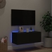 Mueble de TV de pared con luces LED negro 80x35x31 cm