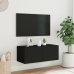 Mueble de TV de pared con luces LED negro 80x35x31 cm