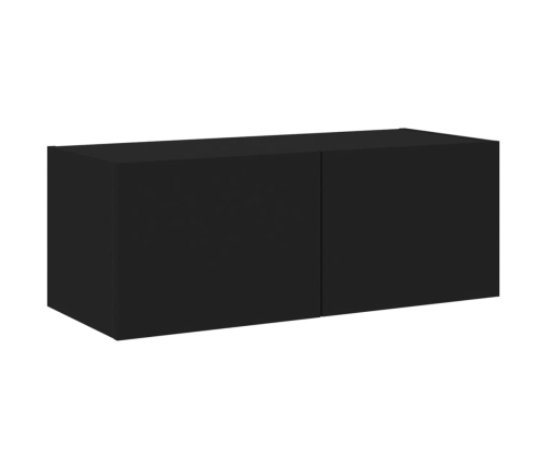 Mueble de TV de pared con luces LED negro 80x35x31 cm