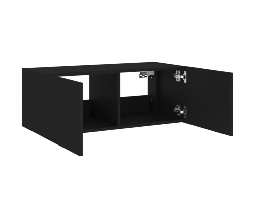 Mueble de TV de pared con luces LED negro 80x35x31 cm