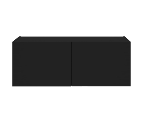 Mueble de TV de pared con luces LED negro 80x35x31 cm