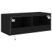 Mueble de TV de pared con luces LED negro 80x35x31 cm