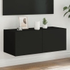 Mueble de TV de pared con luces LED negro 80x35x31 cm