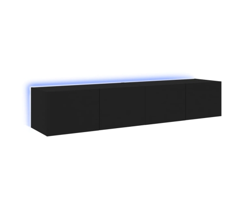 Muebles de TV de pared con luces LED 2 uds negro 80x35x31 cm