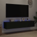 Muebles de TV de pared con luces LED 2 uds negro 80x35x31 cm