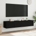 Muebles de TV de pared con luces LED 2 uds negro 80x35x31 cm