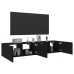 Muebles de TV de pared con luces LED 2 uds negro 80x35x31 cm