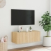 Mueble de TV de pared con luces LED roble Sonoma 80x35x31 cm