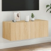 Mueble de TV de pared con luces LED roble Sonoma 80x35x31 cm