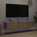 Muebles de TV de pared luces LED 2 uds roble Sonoma 80x35x31 cm