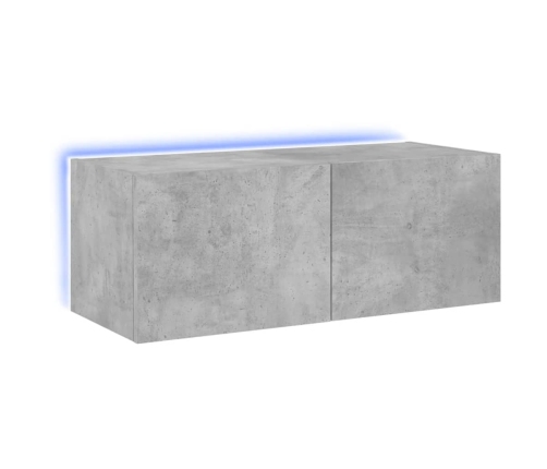 Mueble de TV de pared con luces LED gris hormigón 80x35x31 cm