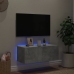 Mueble de TV de pared con luces LED gris hormigón 80x35x31 cm