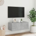 Mueble de TV de pared con luces LED gris hormigón 80x35x31 cm