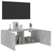 Mueble de TV de pared con luces LED gris hormigón 80x35x31 cm