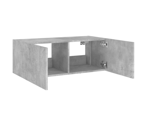 Mueble de TV de pared con luces LED gris hormigón 80x35x31 cm