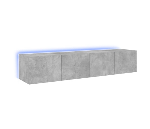 Muebles TV de pared luces LED 2 uds gris hormigón 80x35x31 cm