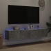 Muebles TV de pared luces LED 2 uds gris hormigón 80x35x31 cm