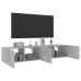 Muebles TV de pared luces LED 2 uds gris hormigón 80x35x31 cm