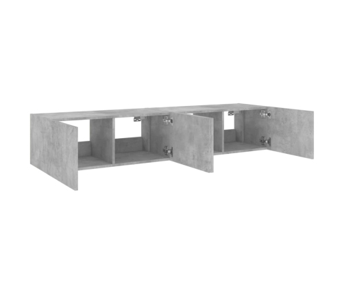 Muebles TV de pared luces LED 2 uds gris hormigón 80x35x31 cm