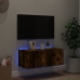 Mueble de TV de pared con luces LED roble ahumado 80x35x31 cm