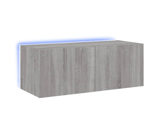 Mueble de TV de pared con luces LED gris Sonoma 80x35x31 cm