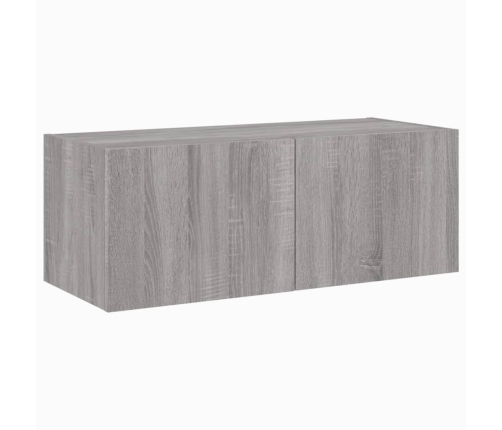 Mueble de TV de pared con luces LED gris Sonoma 80x35x31 cm