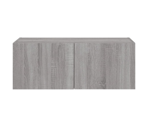 Mueble de TV de pared con luces LED gris Sonoma 80x35x31 cm