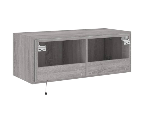 Mueble de TV de pared con luces LED gris Sonoma 80x35x31 cm