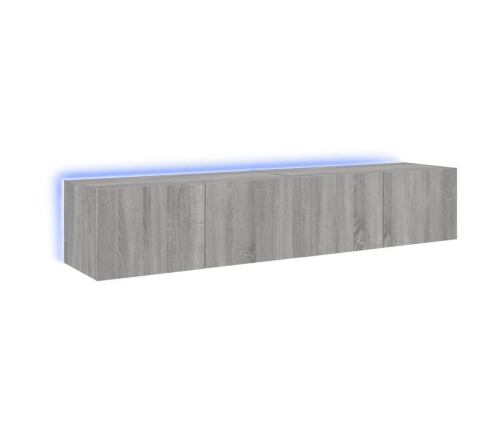 Muebles TV de pared con luces LED 2 uds gris Sonoma 80x35x31 cm