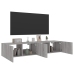 Muebles TV de pared con luces LED 2 uds gris Sonoma 80x35x31 cm