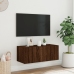 Mueble de TV de pared con luces LED marrón roble 80x35x31 cm