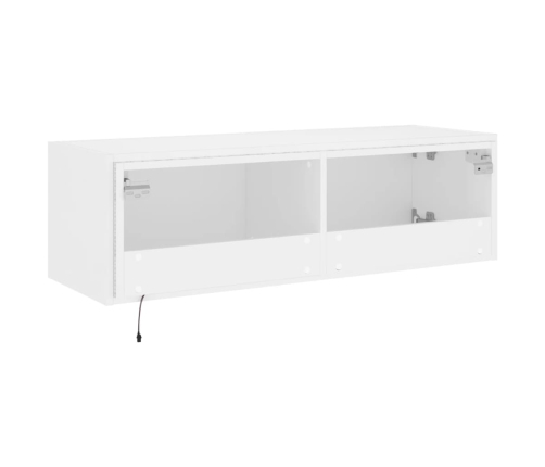 Mueble de TV de pared con luces LED blanco 100x35x31 cm