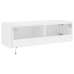 Mueble de TV de pared con luces LED blanco 100x35x31 cm