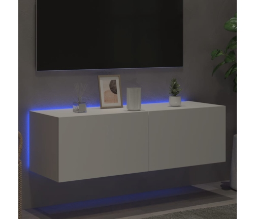 Mueble de TV de pared con luces LED blanco 100x35x31 cm