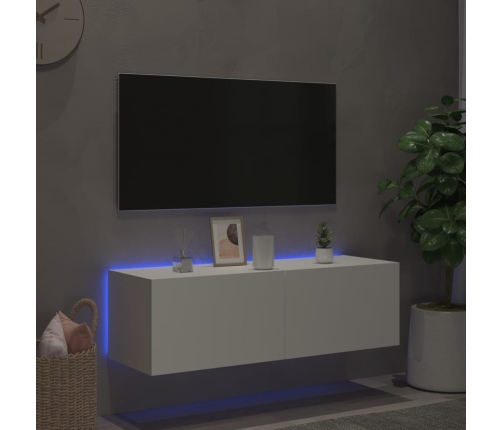 Mueble de TV de pared con luces LED blanco 100x35x31 cm