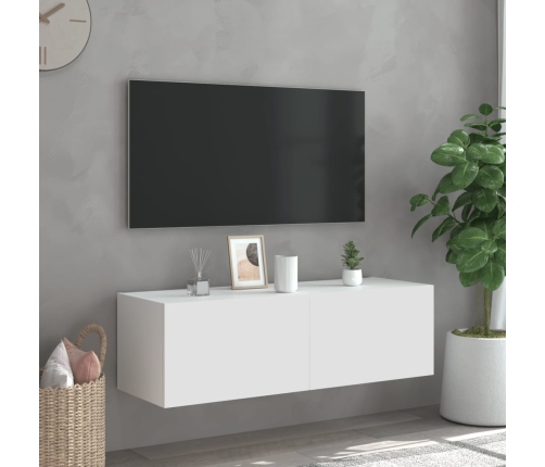 Mueble de TV de pared con luces LED blanco 100x35x31 cm