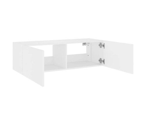 Mueble de TV de pared con luces LED blanco 100x35x31 cm