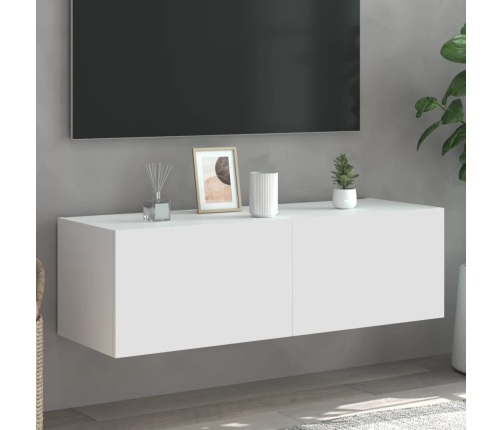 Mueble de TV de pared con luces LED blanco 100x35x31 cm