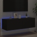 Mueble de TV de pared con luces LED negro 100x35x31 cm