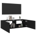 Mueble de TV de pared con luces LED negro 100x35x31 cm