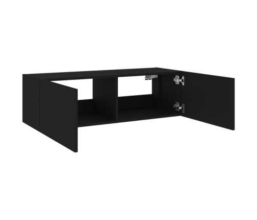 Mueble de TV de pared con luces LED negro 100x35x31 cm