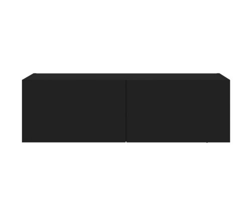 Mueble de TV de pared con luces LED negro 100x35x31 cm