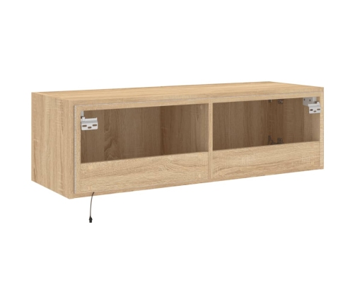 vidaXL Mueble de TV de pared con luces LED roble Sonoma 100x35x31 cm