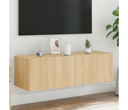 vidaXL Mueble de TV de pared con luces LED roble Sonoma 100x35x31 cm