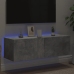 Mueble de TV de pared con luces LED gris hormigón 100x35x31 cm