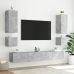 Mueble de TV de pared con luces LED gris hormigón 100x35x31 cm