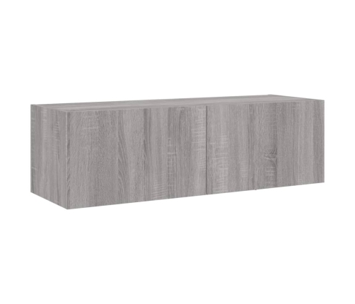 Mueble de TV de pared con luces LED gris Sonoma 100x35x31 cm