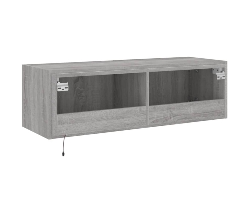 Mueble de TV de pared con luces LED gris Sonoma 100x35x31 cm