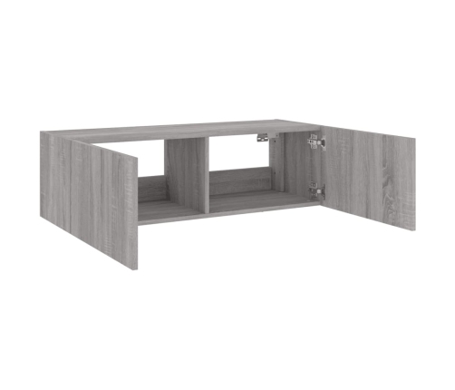 Mueble de TV de pared con luces LED gris Sonoma 100x35x31 cm