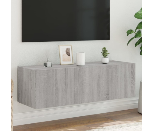 Mueble de TV de pared con luces LED gris Sonoma 100x35x31 cm